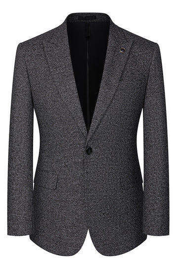 Dark Grey 3 Piece Peak Lapel Slim Fit Men's Wedding Suits